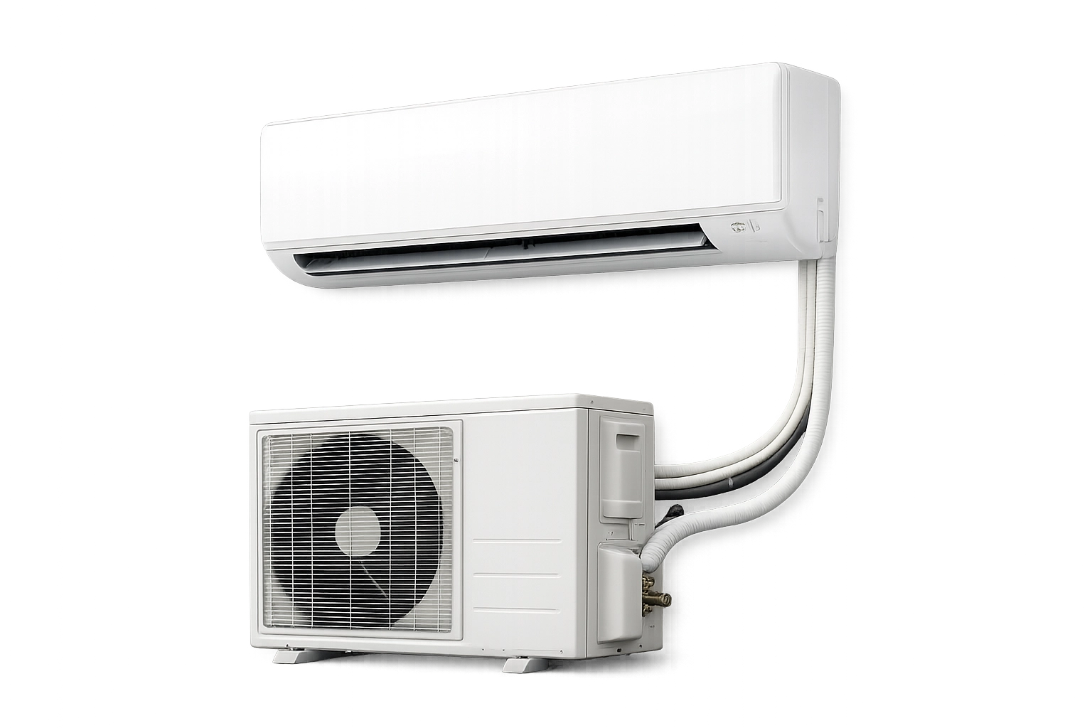 Modern split air conditioning unit mounted on a wall.