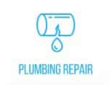 Blue icon of a leaking pipe representing plumbing repair services.