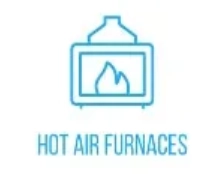 Graphic representation of a hot air furnace with flames.