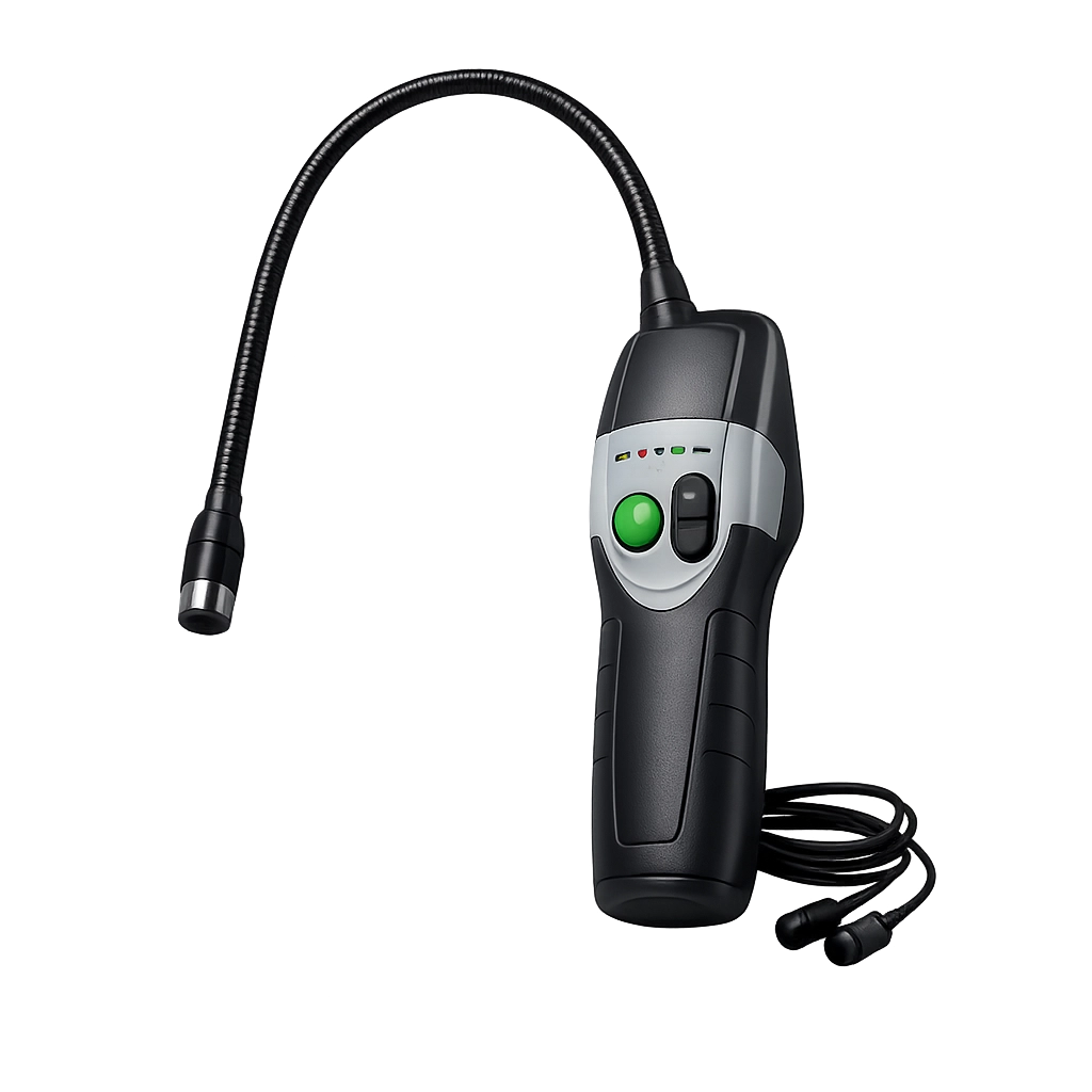 Flexible inspection camera with LED light and control buttons. Flexible inspection camera with LED light and control buttons.