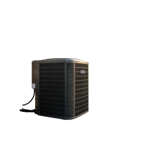 Modern outdoor air conditioning unit on a white background