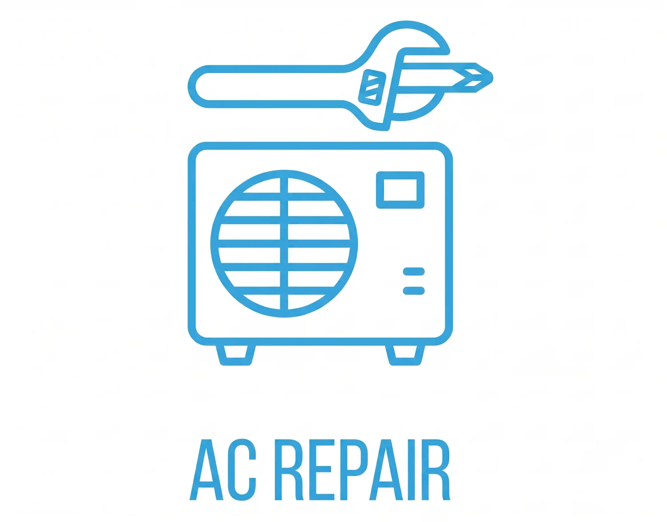 Illustration of an air conditioning unit with a wrench, symbolizing AC repair services.