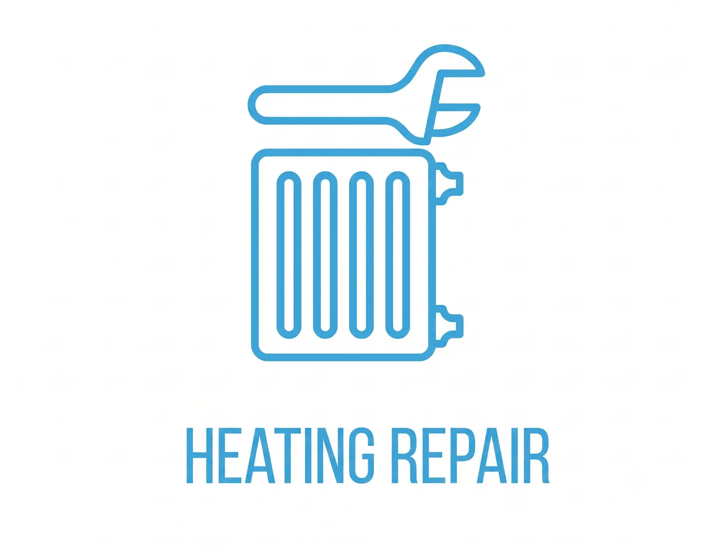 Icon illustrating heating repair with a radiator and wrench.